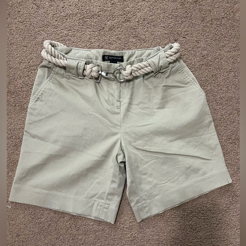 INC Nautical inspired Bermuda shorts with rope belt size 4P